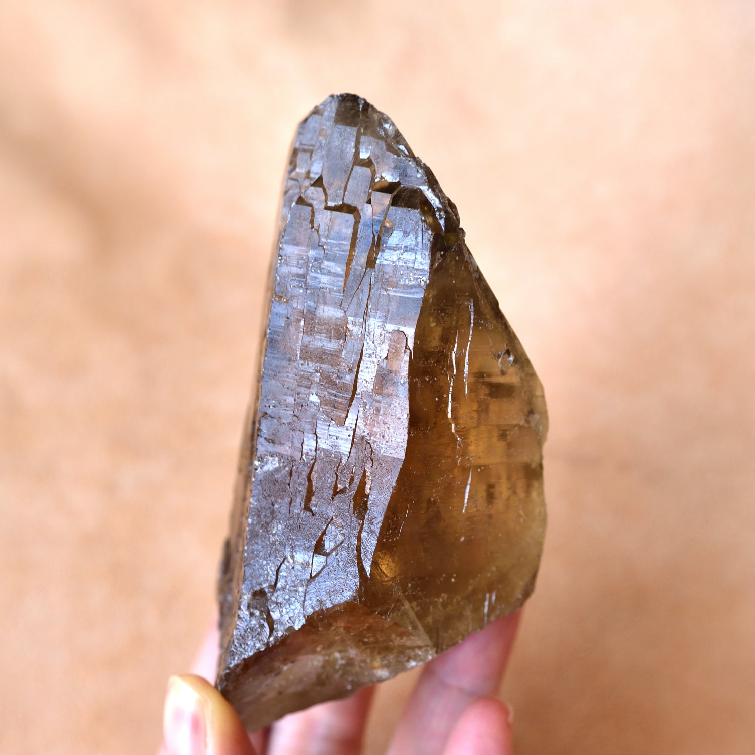 お取置き　希少　アフガニスタン産　天然スモーキーシトリン　815gセルフヒールド スモーキー・シトリン Surubim Quartz セルフヒールド 大地の癒し