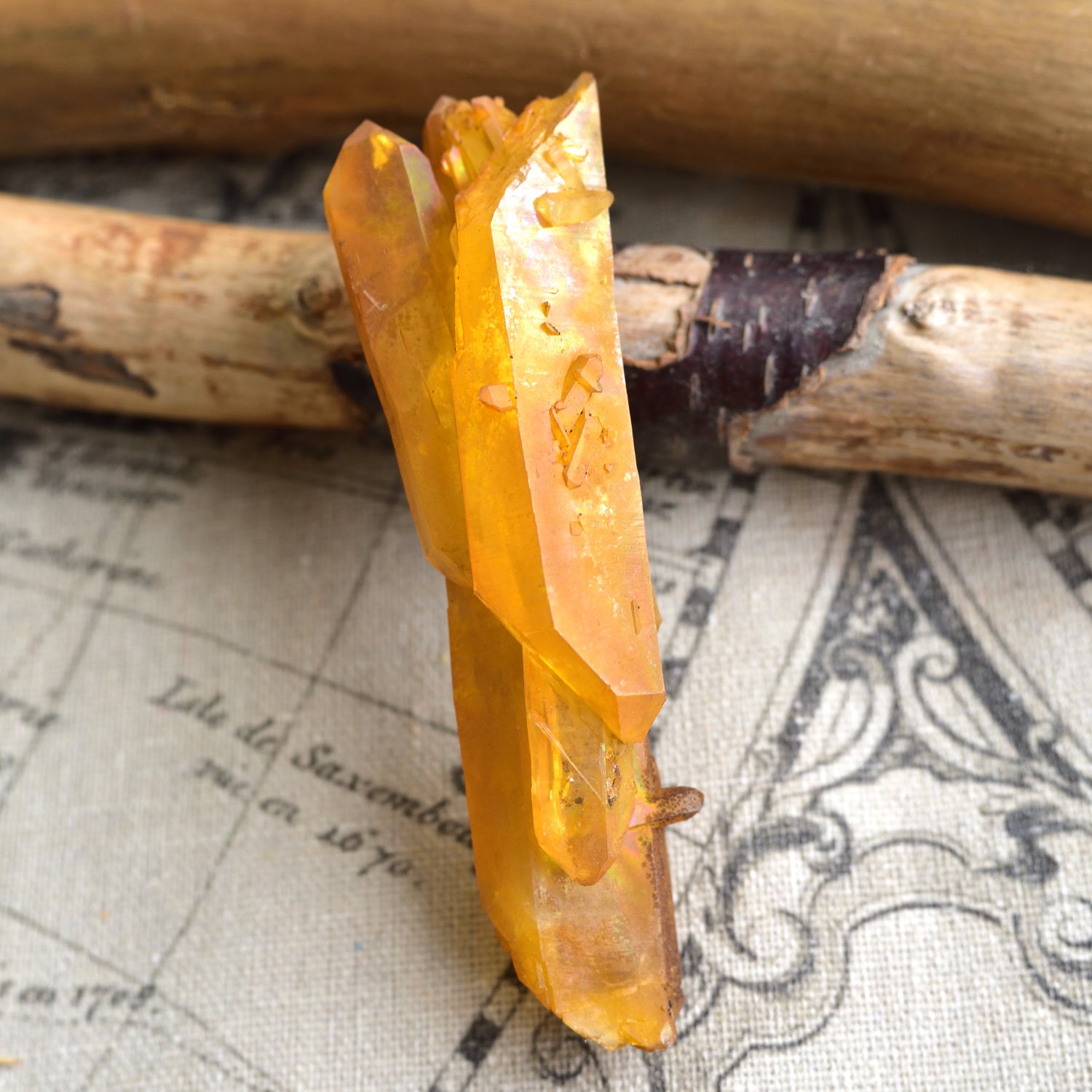 ソラリス・クォーツ　ゴールデン・ヒーラー　Atlantis Sun　両剣水晶　アーカンソー水晶　アメリカ・アーカンソー州産　49g