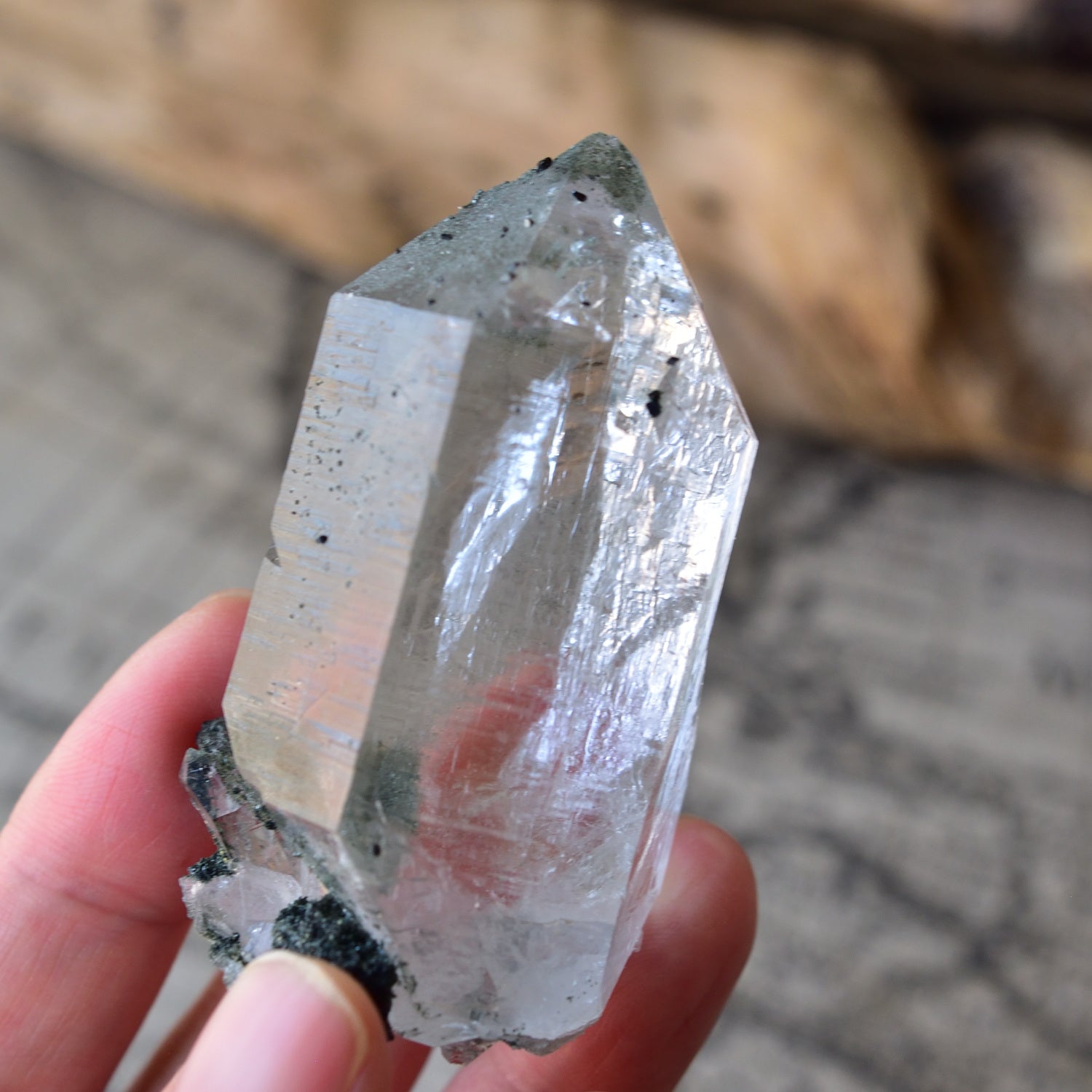 ヒマラヤ水晶　クローライト　イシス　トライーゴニック&レコードキーパー　魂の癒し　インド・クル地区産　77g