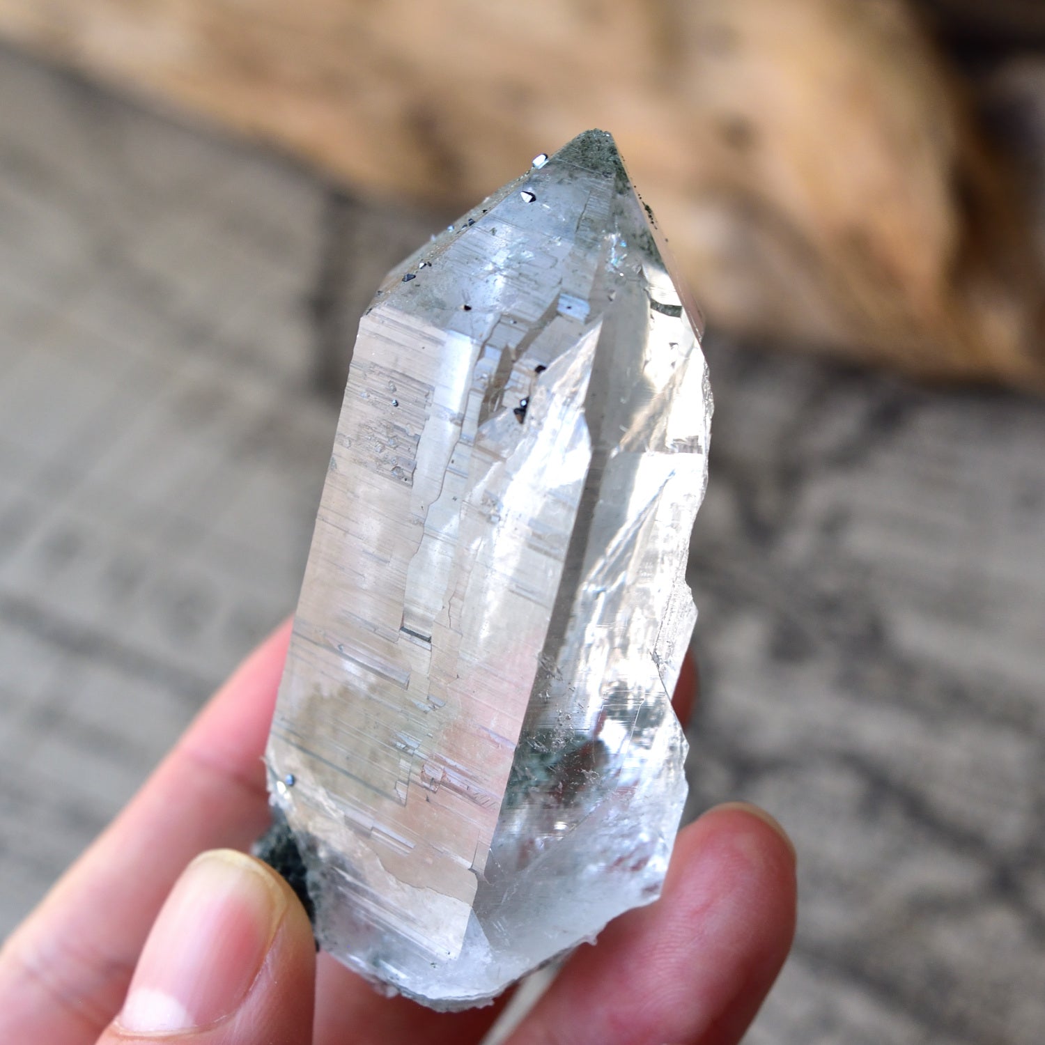 ヒマラヤ水晶　クローライト　イシス　トライーゴニック&レコードキーパー　魂の癒し　インド・クル地区産　77g