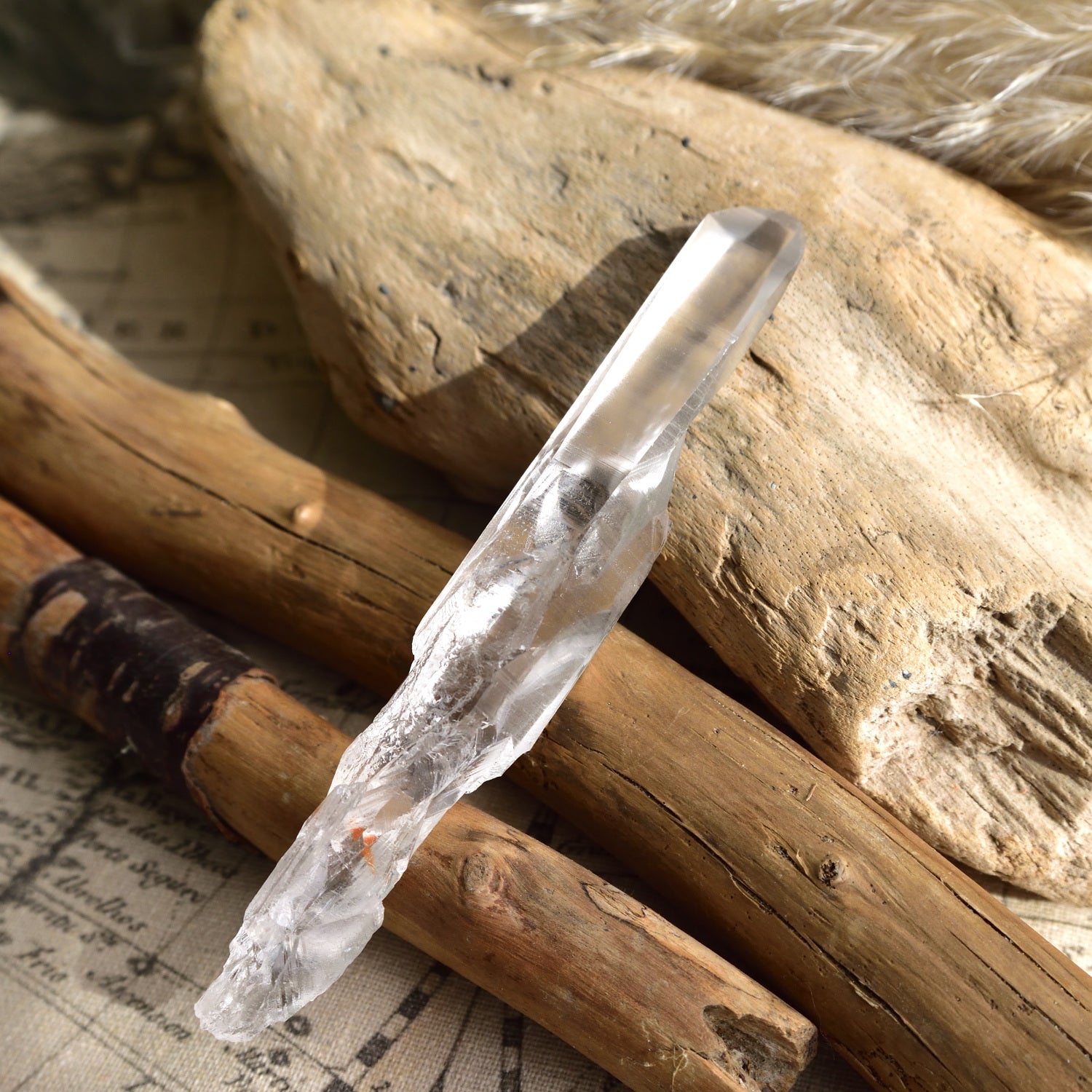 Lemurian Seed, Lemurian Root Quartz, Pure Ray Singing Crystal, from Bahia, Brazil, 60g/Point Crystal