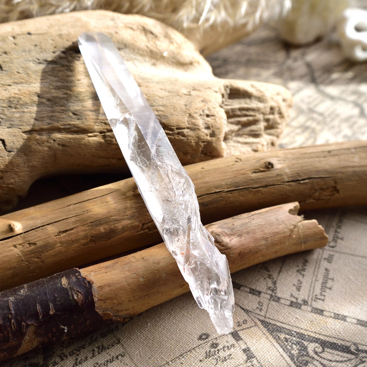 Lemurian Seed, Lemurian Root Quartz, Pure Ray Singing Crystal, from Bahia, Brazil, 60g/Point Crystal