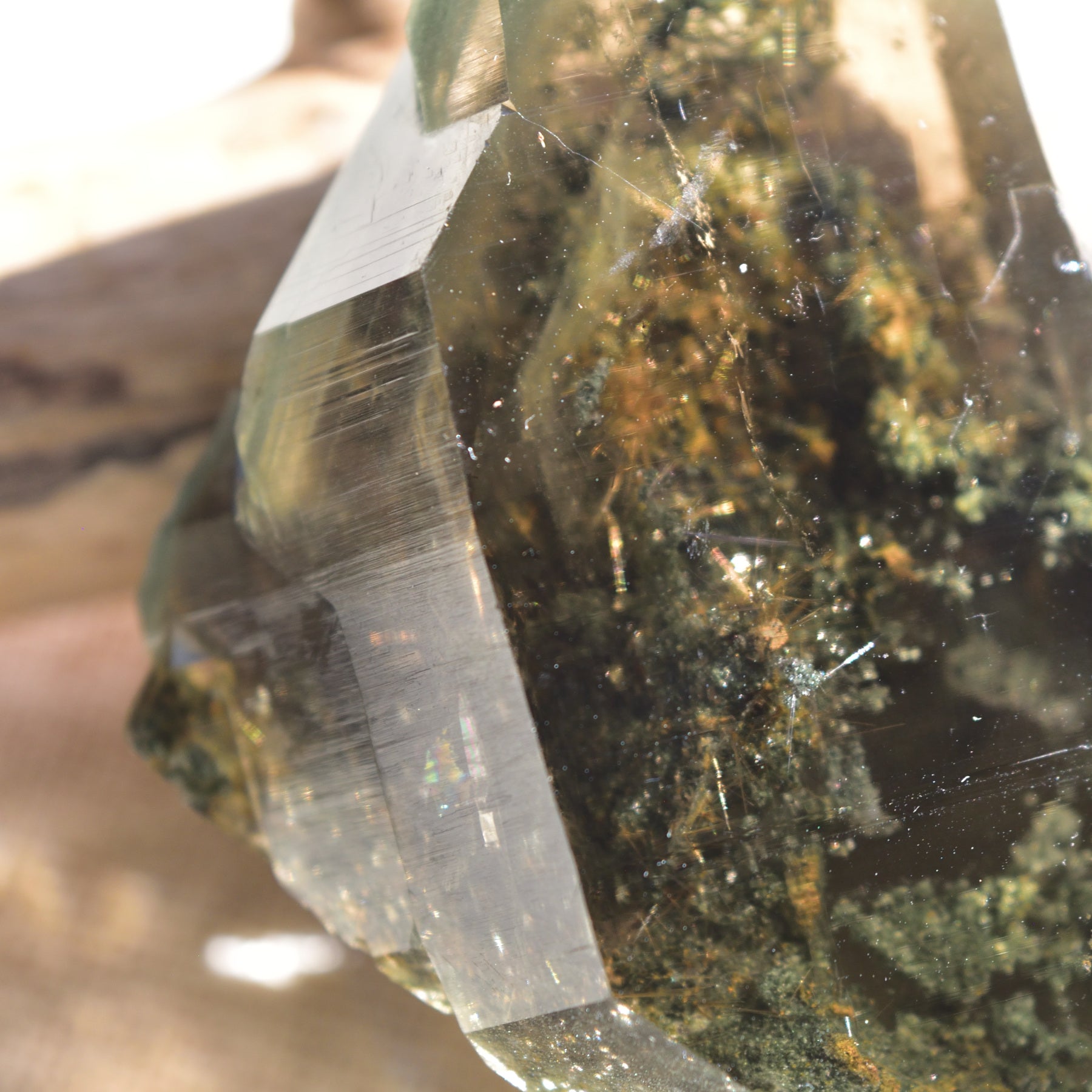 ヒマラヤ水晶　クローライト　ルチル　両剣水晶　ガーデンクォーツ　昇龍　インド・マニハール産　108g