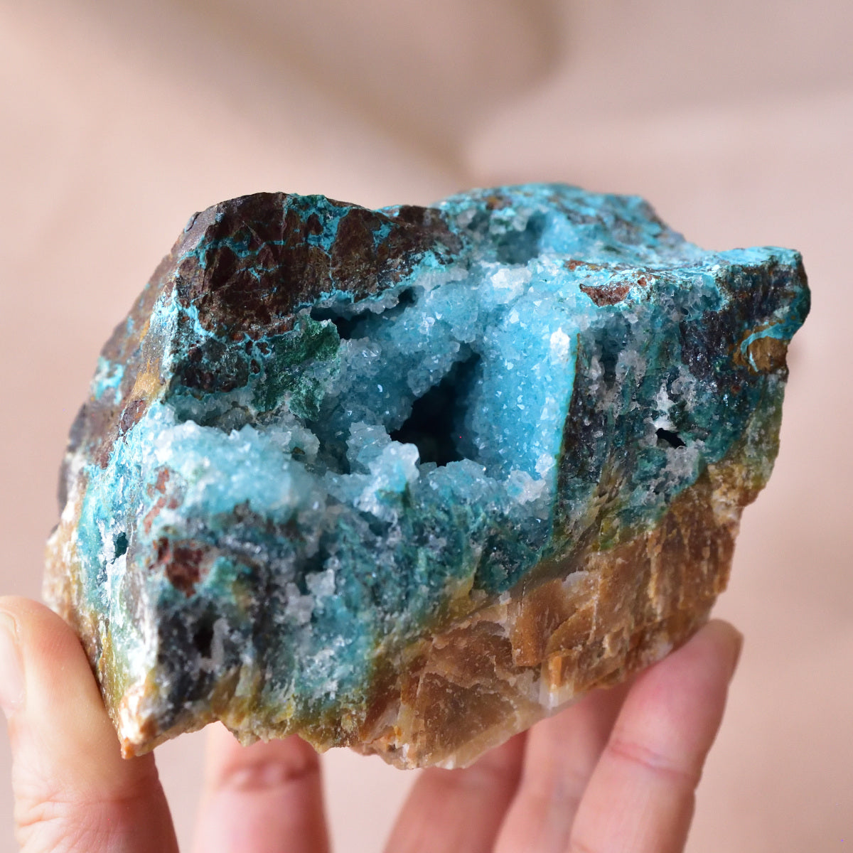 Gem Silica - Druzy Big Rough - "Blue Spring" - Peru - 522g