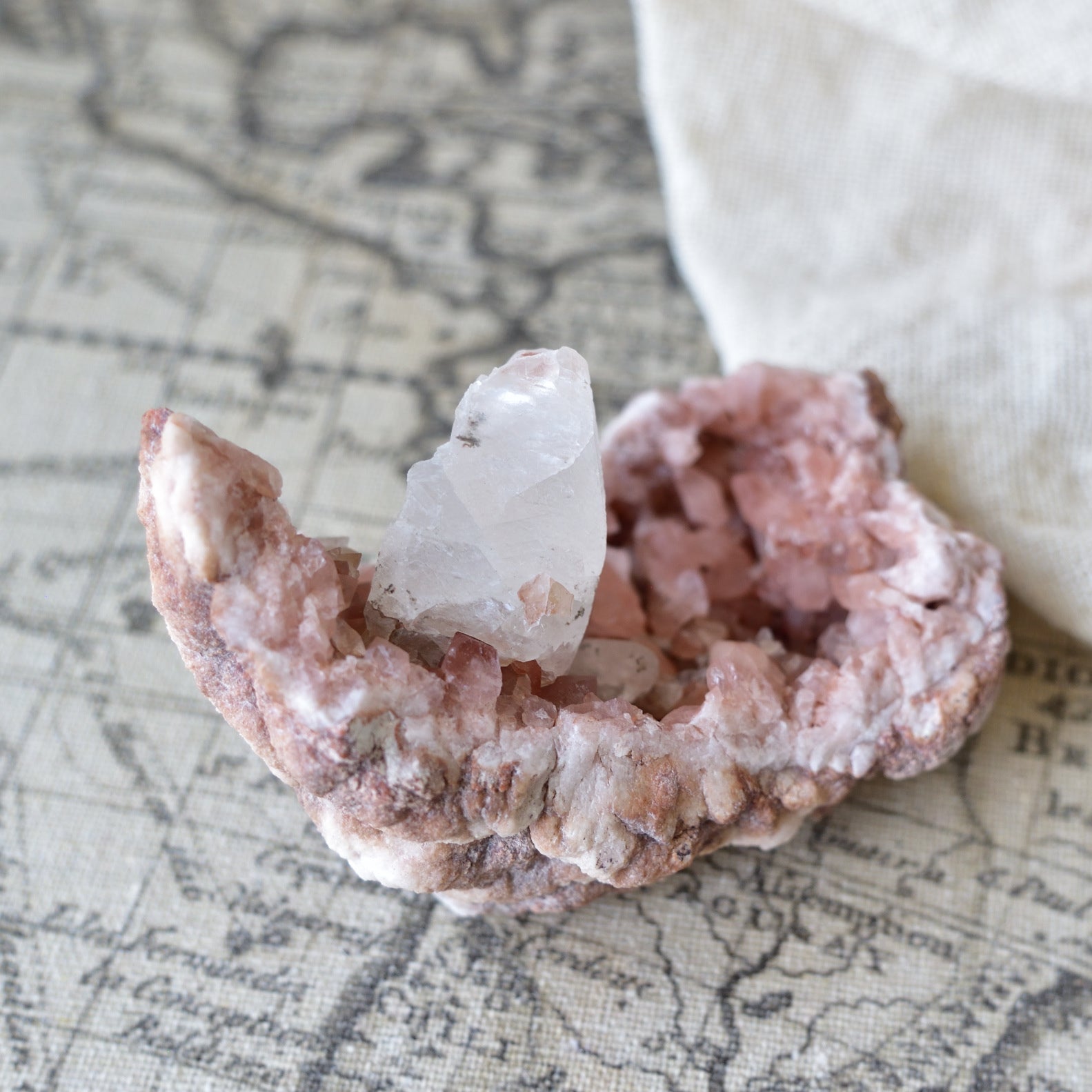 Pink Amethyst Geode with White Calcite Crystals from Patagonia, Argentina - 140g