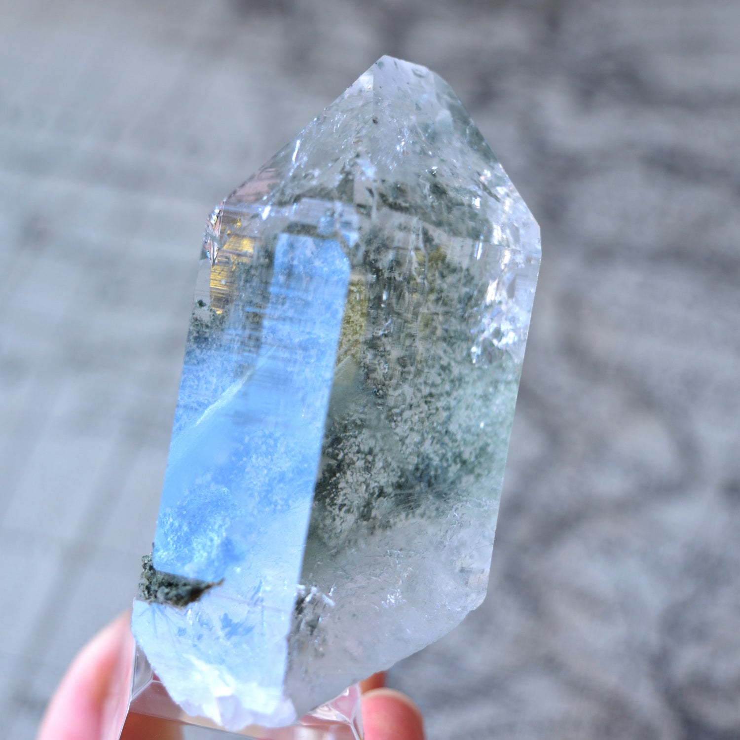 Himalayan Crystal Quartz Point - Chlorite - Phantom - Garden Quartz "Miyamotoyama" from Manihar, India - 119g