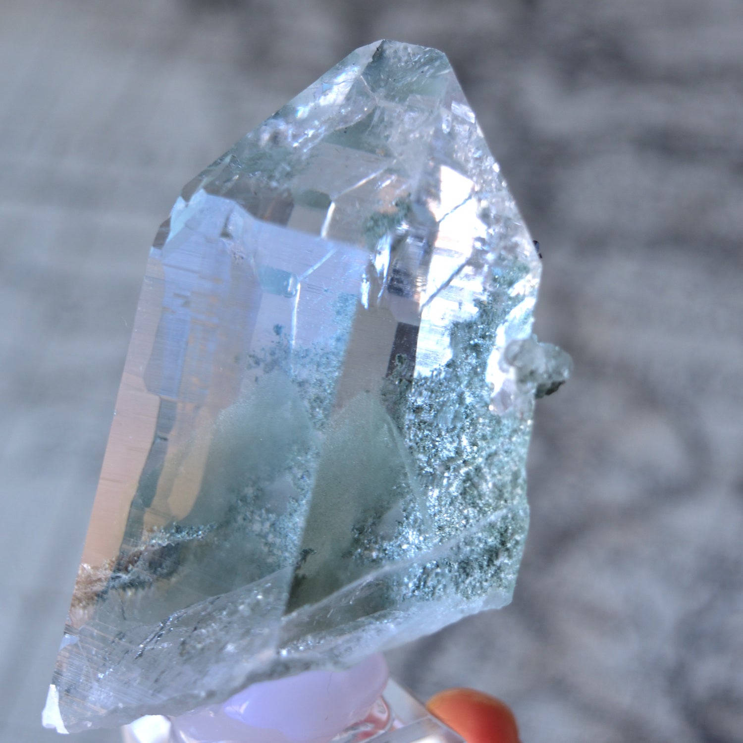 Himalayan Crystal Quartz Point - Chlorite - Phantom - Garden Quartz "Miyamotoyama" from Manihar, India - 119g