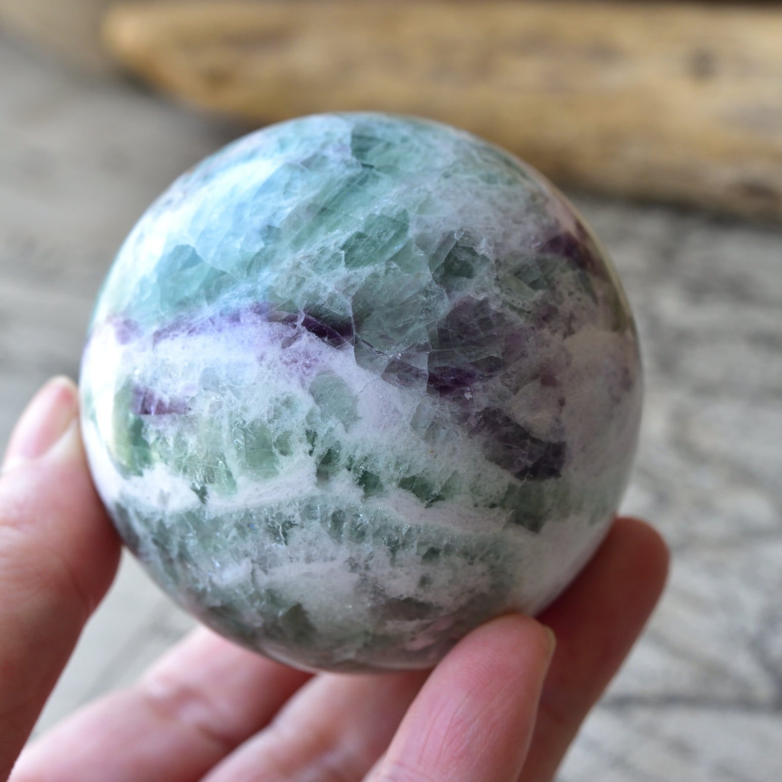 Green Fluorite Sphere "Planet Earth" from Mongolia - 585g