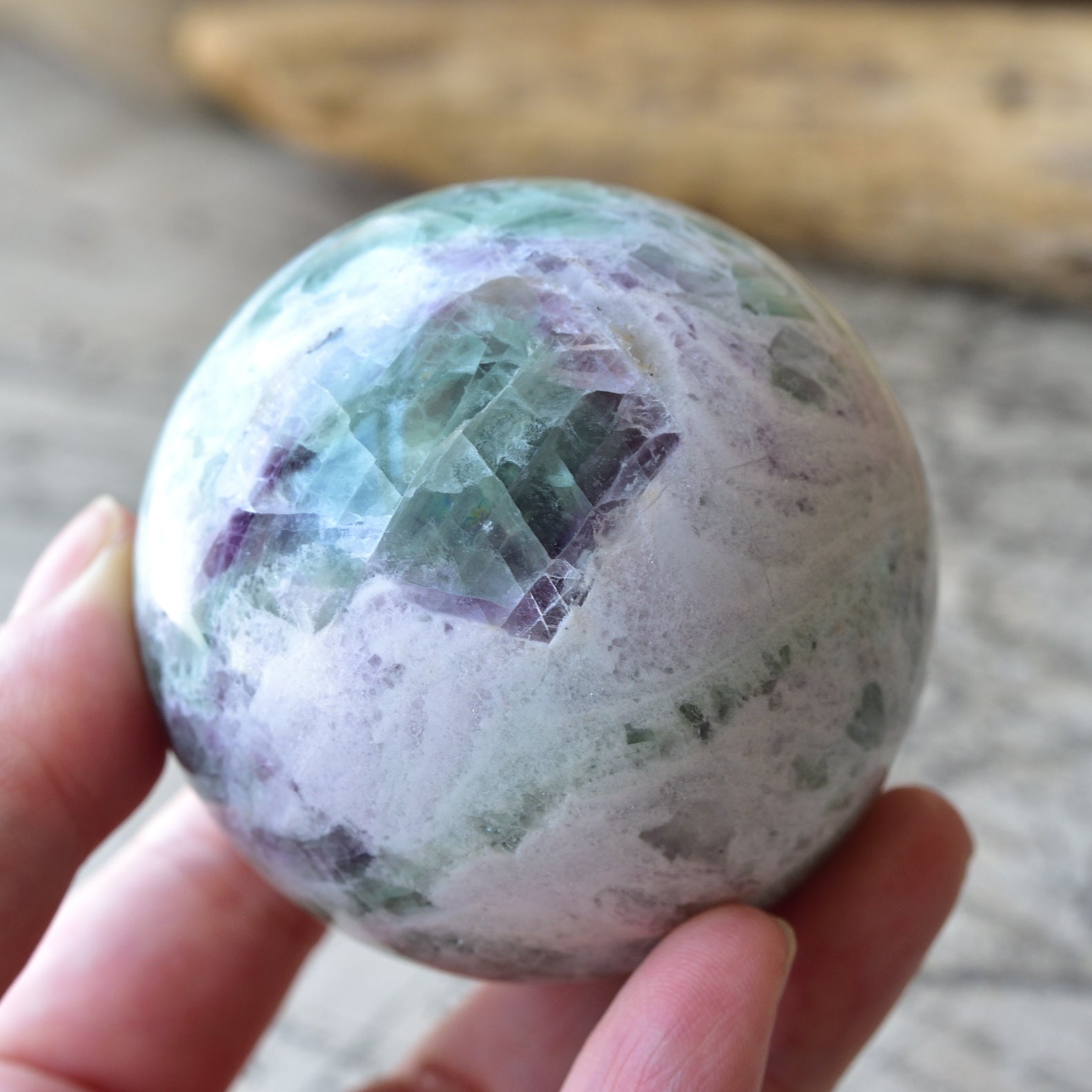 Green Fluorite Sphere "Planet Earth" from Mongolia - 585g