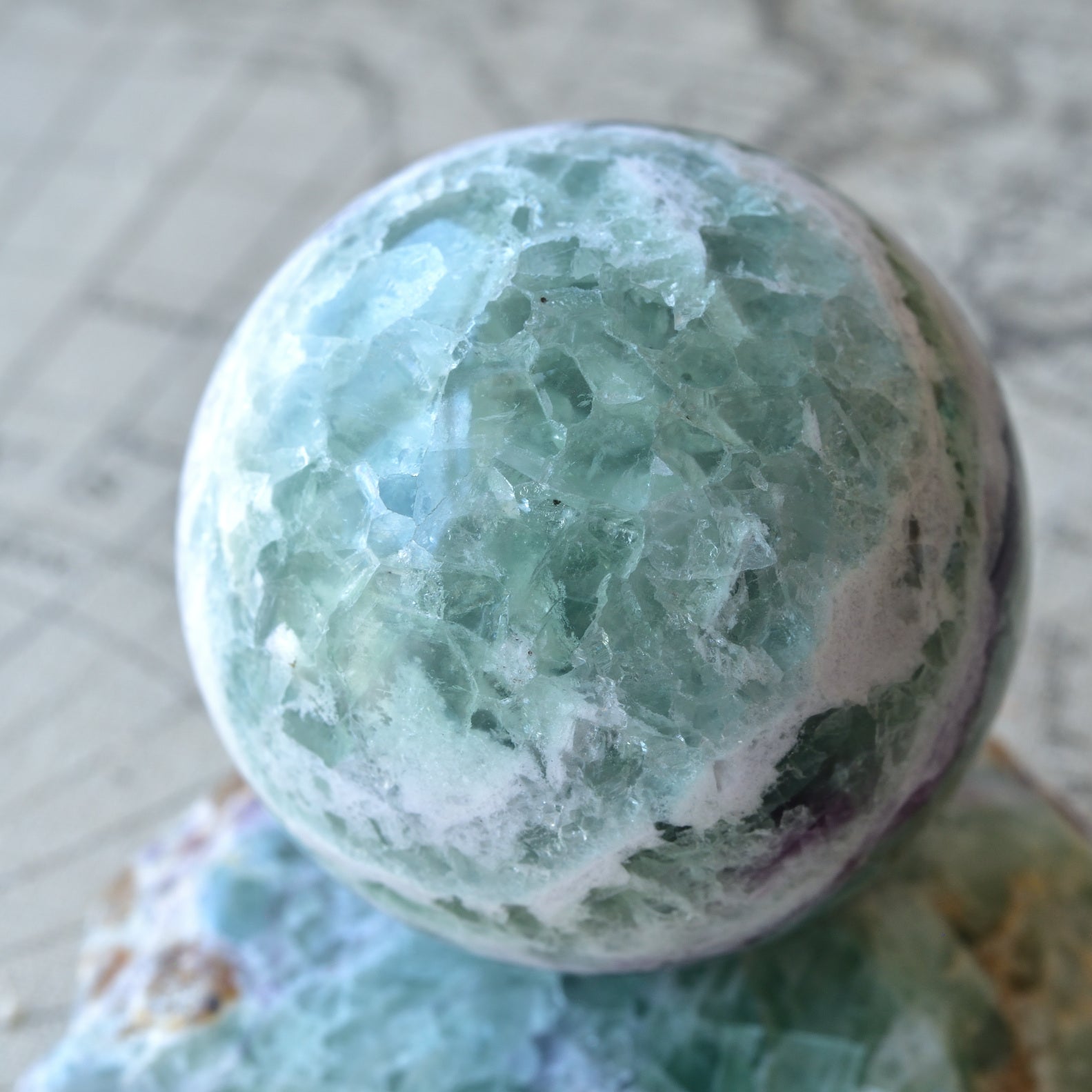 Green Fluorite Sphere "Planet Earth" from Mongolia - 585g