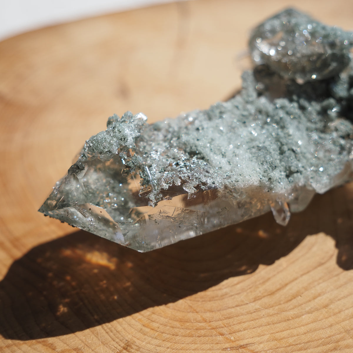 ヒマラヤ水晶クラスター　クローライト・イン・クォーツ　両剣水晶　クロス　ネパール・ガネーシュヒマール産　79ｇ