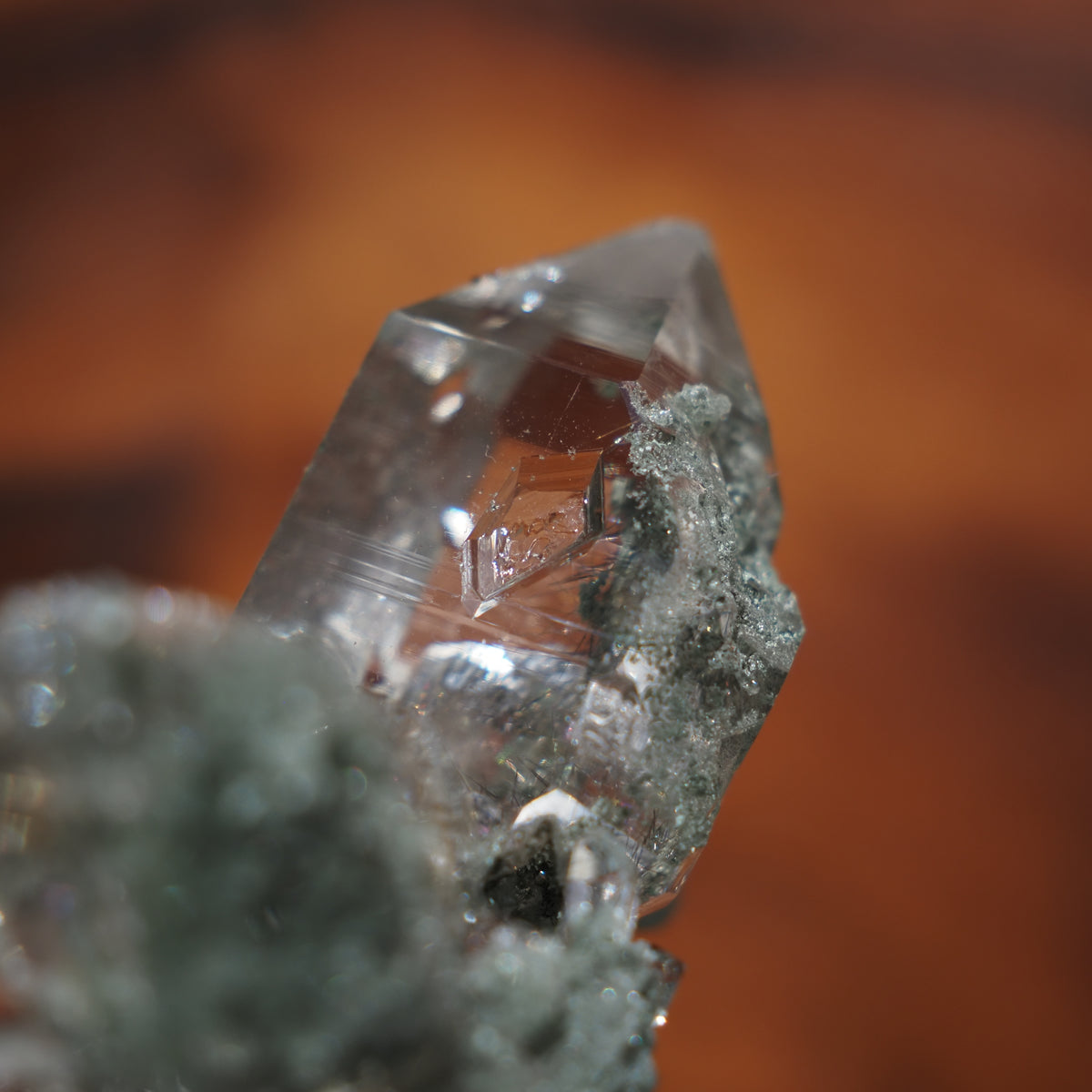 ヒマラヤ水晶クラスター　クローライト・イン・クォーツ　両剣水晶　クロス　ネパール・ガネーシュヒマール産　79ｇ