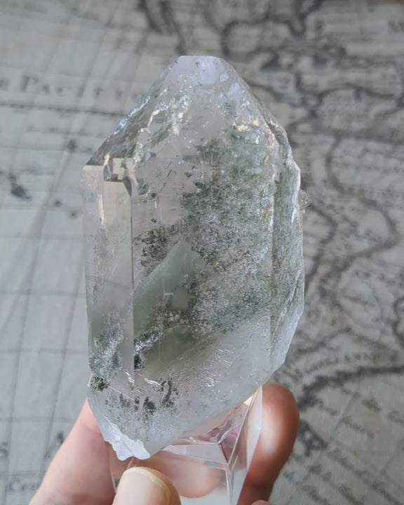 Himalayan Crystal Quartz Point - Chlorite - Phantom - Garden Quartz "Miyamotoyama" from Manihar, India - 119g